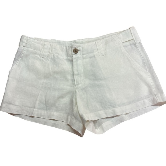 London Jean Creamy White Linen Summer Shorts Size 6 - Picture 1 of 7